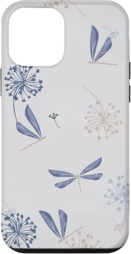 Vista 16 de Bonita funda para iPhone 17 con diseño de libélula de diente de león azul lavanda beige