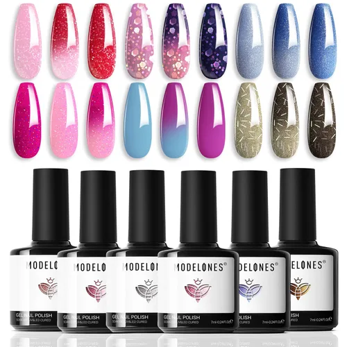 Vista 14 de Modelones - Juego de esmaltes de gel transparente, capa base de gel superior, sin limpieza, 0.5 onzas líquidas Un conjunto claro