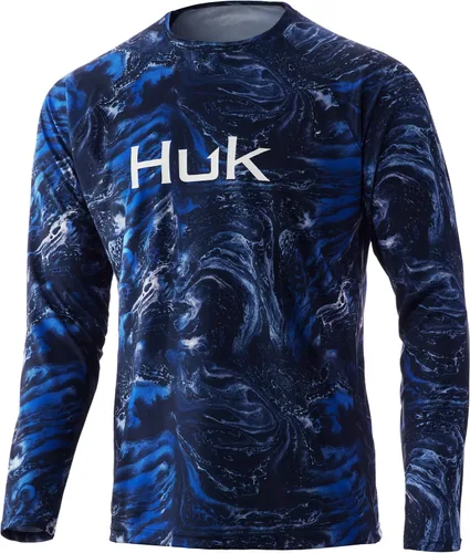 Vista 56 de Huk Pursuit Vented LS para hombre Refracción Fish Fade - San Sal/Wahoo