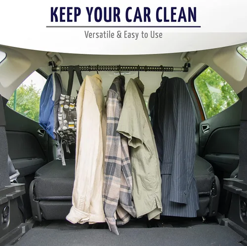 Vista 5 de Zone Tech y Zone Tech - Percha para colgar la cabeza del coche con barra extensible para el reposacabezas del automóvil, para chaqueta, traje