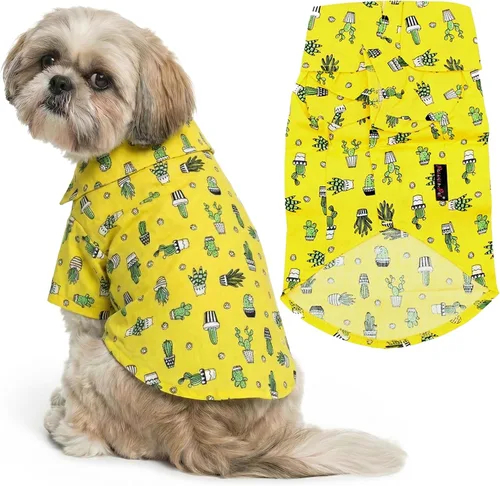 Vista 40 de Parisian Pet Camisa para perro de Amazonia - Ropa de algodón para perros pequeños - Elegante traje tropical para perros - Ropa ligera y suave