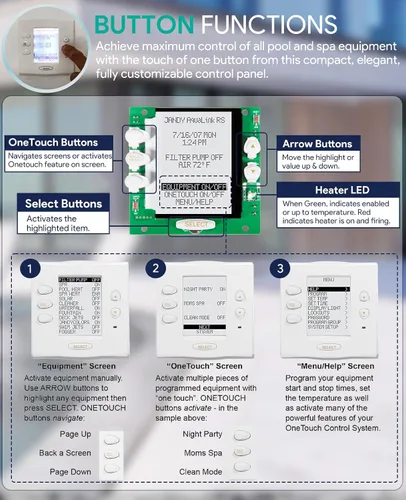 Vista 4 de sixcow R0550700 Reemplazo del subconjunto de PCB para el sistema de control Jandy Aqualink RS OneTouch, pieza de repuesto del panel de control