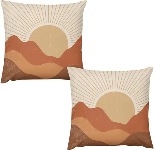 Vista 24 de Juego de 2 fundas de almohada florales retro de los años 70, Groovy Funky Hippie Flor Naranja Estética Boho Fundas de Almohada de 16 x 16 pulgadas
