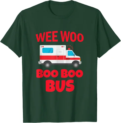 Vista 52 de Wee Woo Boo Boo Bus First Responder - Camiseta divertida de ambulancia, Negro, S