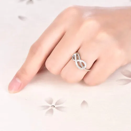 Vista 4 de STARCHENIE Anillo infinito para mujer, anillo de plata de ley 925, Plata de ley 925, metal