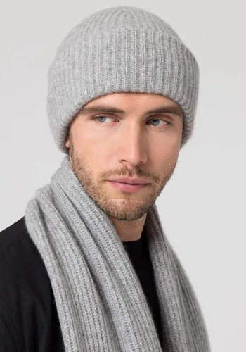 Vista 2 de Gorro de punto grueso para hombre, cachemira, suave y elástico, gorro cálido para invierno