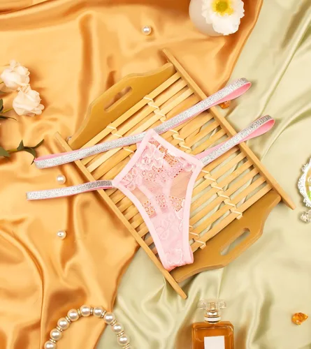 Vista 6 de Ropa interior con purpurina transpirable con encaje sexy para mujer