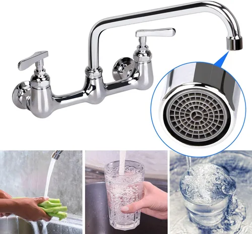 Vista 4 de Boquilla Giratoria con Boquilla Oscilante de 12 Pulgadas Kit de Reemplazo para Grifo de Fregadero de Cocina Comercial Añadida de Acero Inoxidable