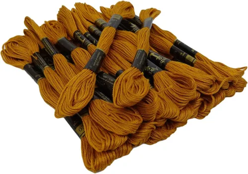Vista 6 de IBA Indianbeautifulart Anchor - Hilo de bordado de algodón trenzado a mano, 25 madejas, color amarillo mostaza