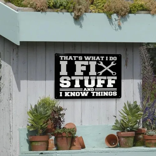 Vista 9 de Letrero de reparación con texto en inglés "That'S What I Do I Fix Stuff And I Know Thing" (That'S What I Do I Fix Stuff And I Know Thing) Letrero