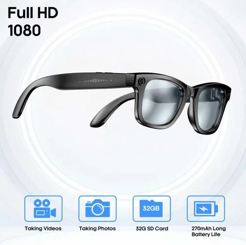 Vista 5 de Lentes de cámara inteligente AI para hombres y mujeres, fotografía 4K, grabación de video HD de 1080P, traducción en tiempo real, audio de oído