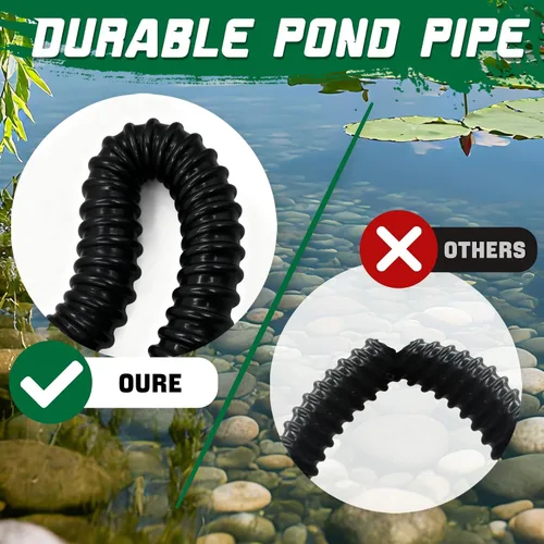 Vista 3 de Tubería de estanque de 1" × 3.05 metros en PVC flexible negra, tubo de PVC para estanque de jardín - Tubo reforzado y resistente a arrugas