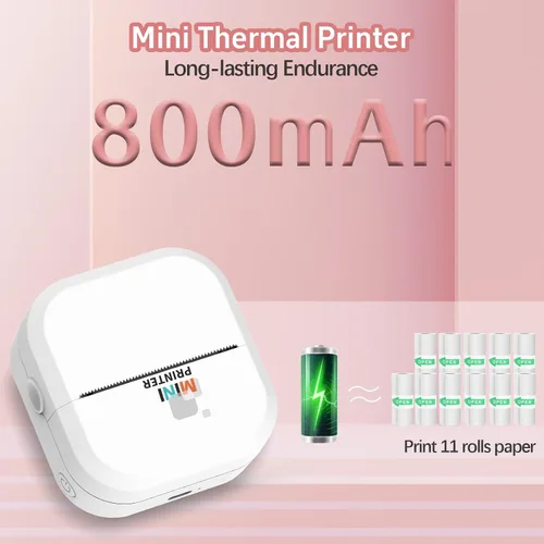Vista 3 de Impresora de Pegatinas - Impresión Rápida de 24"/Min - Impresora Bluetooth Sin Tinta y Fabricante de Pegatinas con 13 Rollos de Papel, Impresora