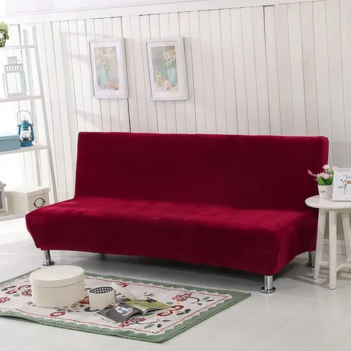 Vista 10 de Funda de felpa para futón sin brazos, funda de terciopelo suave de color liso, funda elástica para sofá cama de 2 y 3 plazas, para el hogar Manzana