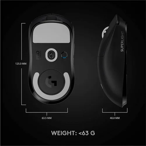 Vista 8 de Logitech G PRO X Superlight - Mouse inalámbrico para juegos, ultraligero, sensor Hero 25K, 25,600 DPI, 5 botones programables, batería de larga