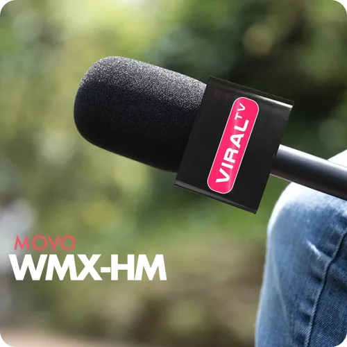 Vista 7 de Movo WMX-HM - Mango de micrófono inalámbrico para entrevistas, adaptador de mano para DJI Mic, RODE Wireless GO y más, incluye bandera de micrófono