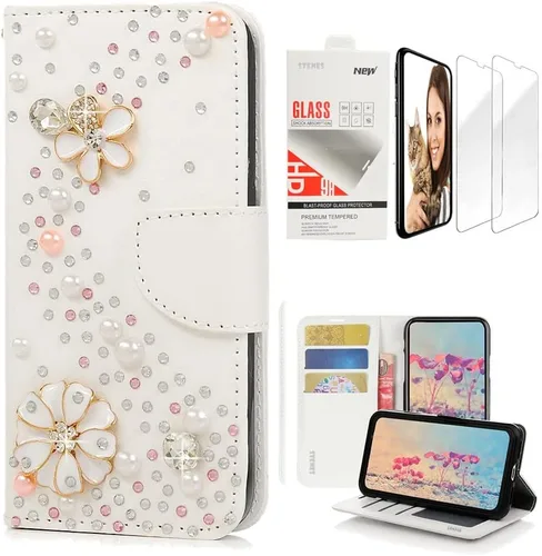 Vista 6 de Bling SSBLDwSPSeries-15 - Funda de piel con tapa y protector de pantalla, diseño 3D hecho a mano