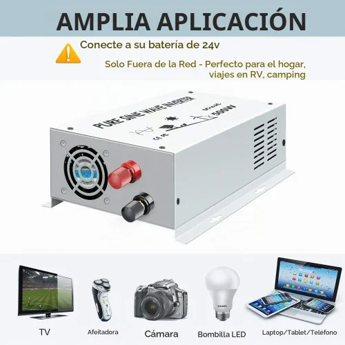 Vista 5 de WZRELB Inversor de corriente solar pura de onda sinusoidal 500w 24v DC a 120v AC 60hz
