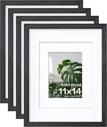 Vista 41 de Egofine - Juego de 4 portarretratos A4 de madera maciza y cubierta de plexiglás de 4 x 6/6 x 8 pulgadas con paspartú o A4 sin paspartú, para mesa