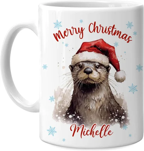 Vista 48 de Hyturtle Regalos personalizados para amantes de los osos – Taza de café de cerámica con nombre personalizado de oso con sombrero de Papá Noel