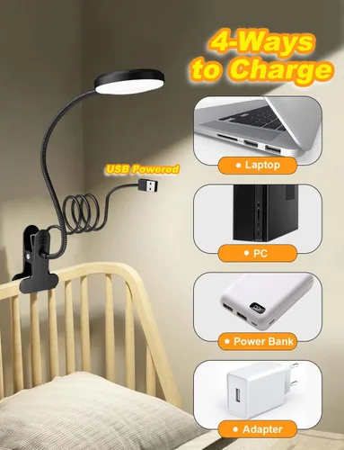 Vista 6 de Lámpara de escritorio con abrazadera-HLXS-111 (luz cálida/blanca con puerto USB- 10W)