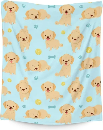 Vista 26 de Golden Retriever - Manta para niñas, tamaño de regazo de 30 x 40 pulgadas, manta de felpa suave y mullida, manta colorida y linda para sala de estar