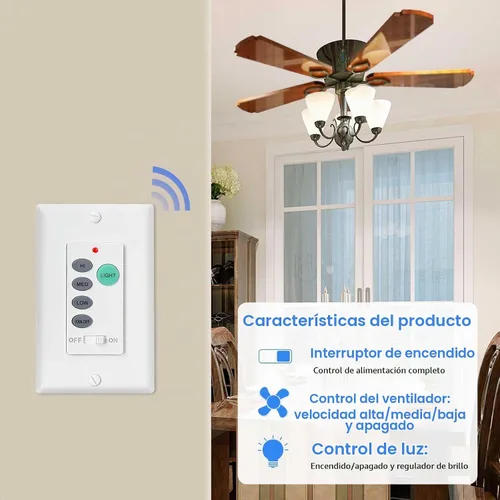 Vista 2 de Kit de control remoto para ventilador de techo, interruptor de ventilador universal de montaje en pared para Hampton Bay Harbor Breeze Hunter