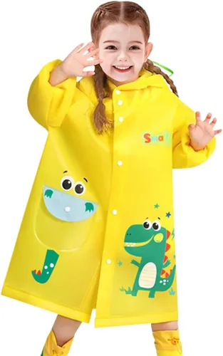 Vista 7 de Chubasqueros para niños, chaqueta impermeable para niños y niñas, poncho de lluvia para niños pequeños, ropa de lluvia de dibujos animados 3D, traje