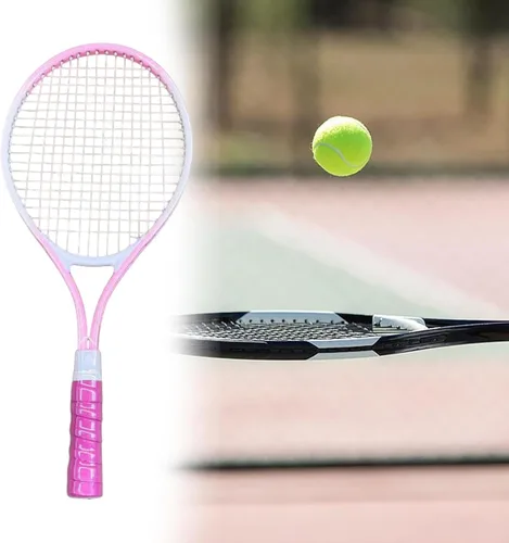 Vista 4 de kowaku Raqueta de tenis, equipo de tenis, ligera, a prueba de golpes, portátil, de nailon, cuerdas, raqueta de tenis para jardín, verano, playa