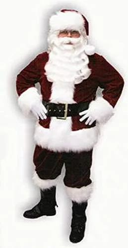 Vista 6 de Traje de Papá Noel Velveteen - Paquete de adornos de felpa Halco Burgundy Claus con guía de Papá Noel