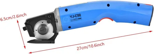 Vista 4 de 4500rpm 35W Tijeras eléctricas de tela recargable de tela de cuero cortador Tijeras de corte de tela de cuchillo redondo 100-240V enchufe de EE. UU