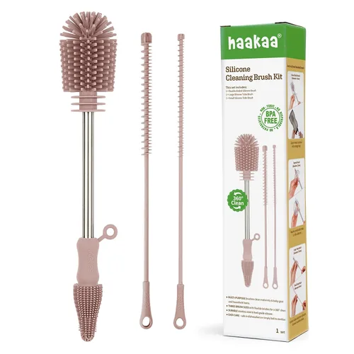 Vista 13 de haakaa Cepillo de Limpieza Cepillo de Silicona para Biberones de Doble Punta con Cerdas Suaves de Silicona para Extractores de Leche Materna