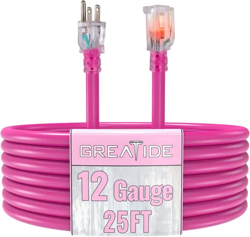 Vista 17 de Cable de extensión para interiores con extremo iluminado, cable de extensión resistente de calibre 12 de 3 pies, cable de extensión de 3 clavijas