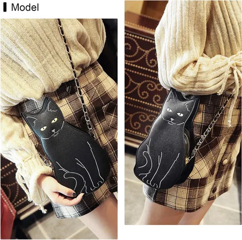 Vista 6 de Bolso cruzado de gato negro para mujer, bolsos cruzados para niñas, alas de murciélago, tela de araña, bolsos de hombro con diseño de flamenco