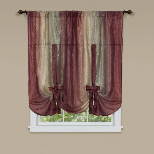 Vista 4 de PowerSellerUSA Designer Home - Paneles de cortina semitransparentes a rayas multicolor (rojo, panel de 50 x 63 pulgadas)