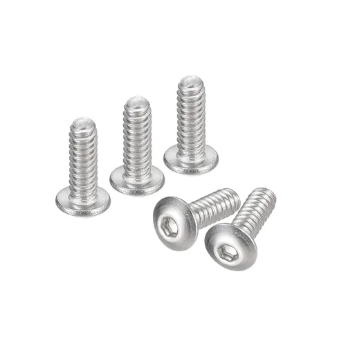 Vista 19 de uxcell #2-56x1 Tornillos con cabeza de botón y muesca hexagonal, 50 unidades de pernos hexagonales de acero inoxidable 304, tornillos allen de rosca