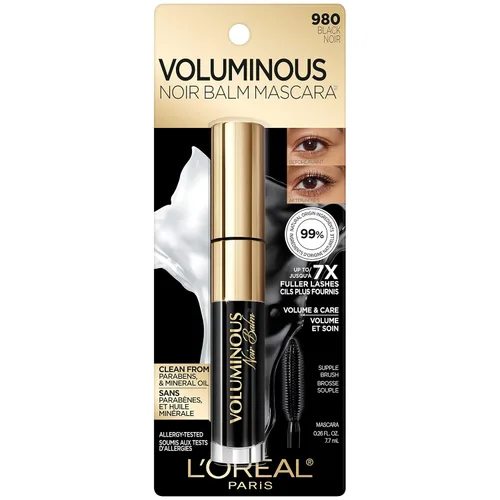 Vista 3 de L'Oreal Paris Voluminous Noir Balm Máscara voluminizadora, lavable, negro, 0.26 onzas líquidas, 1 unidad