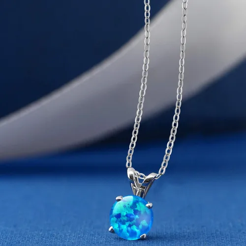 Vista 97 de Gem Stone King Collar con colgante solitario de plata de ley 925 de 0.236 in con piedra natal redonda Collar de 4 puntas para mujer Con cadena