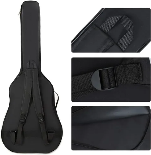 Vista 2 de Bolsa de guitarra acústica de 36 pulgadas, impermeable, doble correa de hombro ajustable, mochila acolchada de 5mm con accesorios, para guitarra
