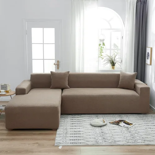Vista 13 de ele ELEOPTION - 2 piezas de fundas de sofá seccional de 3 plazas para sofás con cojines, funda elástica en forma de L para sala de estar, funda