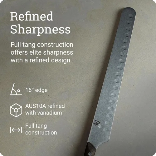 Vista 3 de Shun Kanso - Cuchillo de pechuga hueca de 12 pulgadas, cuchillo japonés hecho a mano con funda de madera Saya, hoja de acero inoxidable AUS10A