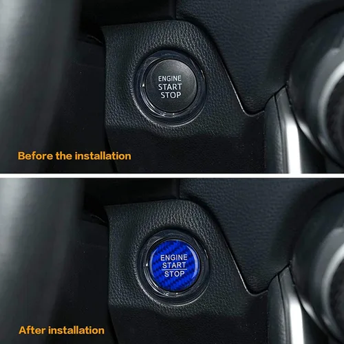 Vista 6 de ramuel - Cubierta del botón de arranque del motor para Toyota 86 RAV4 (azul) for Camry Avalon Highlander Corolla Alphard CHR Sienna ,Carbon