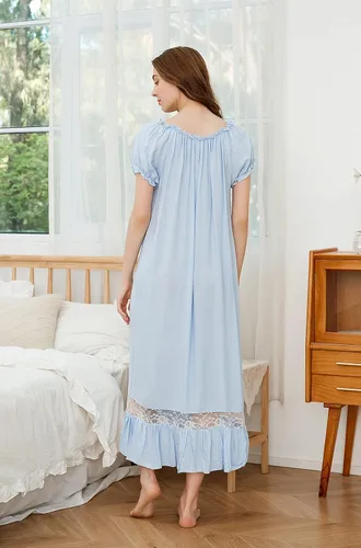 Vista 3 de Sharebeauty Camisón de Noche Super Suave Estilo Vintage Palacio Victoriano de Modal Viscosa Rayón
