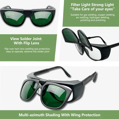 Vista 3 de IPL - Gafas de seguridad con láser abatible, protección UV 400, para infrarrojos, luz roja