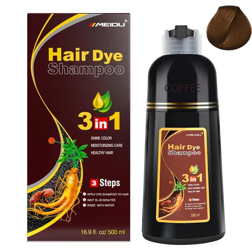 Vista 10 de IIIMEIDU Champú para teñir el cabello 3 en 1 para cabello gris, champú con ingredientes herbales tinte burdeos para mujeres y hombres, cobertura