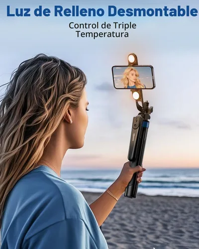 Vista 2 de UBeesize Palo de Selfie Trípode Extensible de 64 pulgadas con Luz y Control Remoto, Soporte de Trípode Ajustable para Teléfono para iPhone 17-11