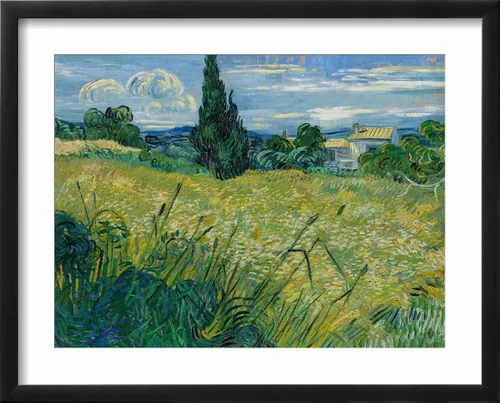 Vista 2 de ART.COM Impresiones artísticas enmarcadas para pared, diseño de trigo verde, 1889 por Vincent van Gogh, decoración escénica, 16 x 12 pulgadas, marco