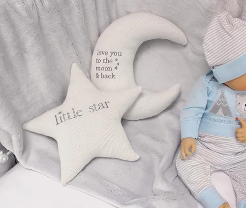 Vista 3 de Lillian Rose Juego de almohadas para cuarto de bebé con estrella blanca y luna gris
