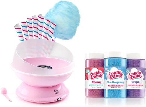 Vista 7 de Cotton Candy Express CC1000-S Máquina de Algodón de Azúcar, con 5 Frascos de 11 oz. de Cereza, Uva, Frambuesa Azul, Naranja, Azúcar de Algodón