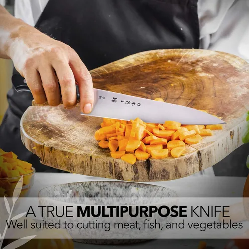 Vista 4 de Kagayaki CarboNext - Cuchillo de chef japonés, KC-7ES profesional, cuchillo de cocina profesional de acero de alto carbono con mango ergonómico